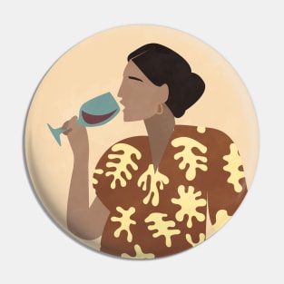 Woman Drink Wine, Mid Century Modern Decor, Boho Pin