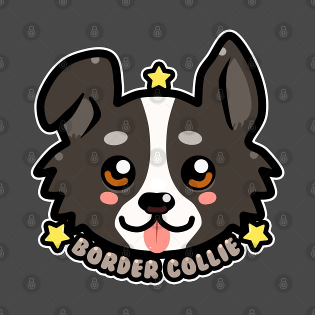 KAWAII Chibi Border Collie Dog Face by TechraNova