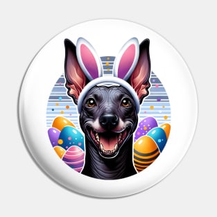 Xoloitzcuintli Celebrates Easter with Bunny Ear Headband Pin