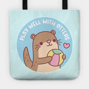 Cute Little Otter Play Well With Otters Pun Tote