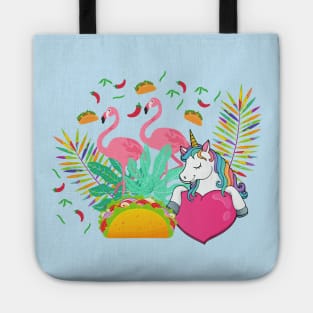 Flamingo And Tacos Face Mask, Tacos and unicorn face mask. Tote