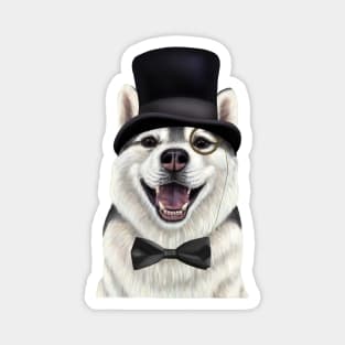 Dapper Husky in a top hat and monocle Magnet