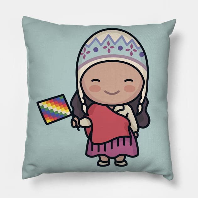 Cute South American Mountain Girl Pillow by SLAG_Creative