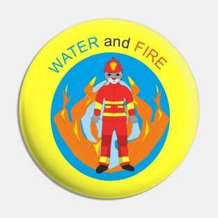 Firefighter cat_water and fire Pin