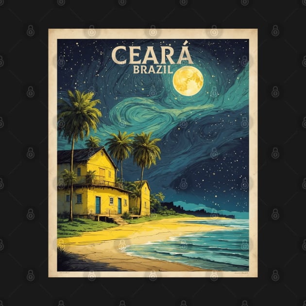 Ceara Brazil Starry Night Vintage Tourism Travel Poster by TravelersGems