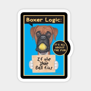 fun loving cute adorable Boxer with Tennis Ball Magnet