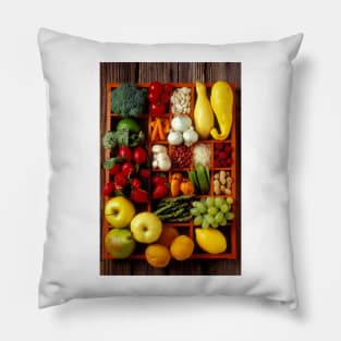 Fruits and vegetables in compartments Pillow