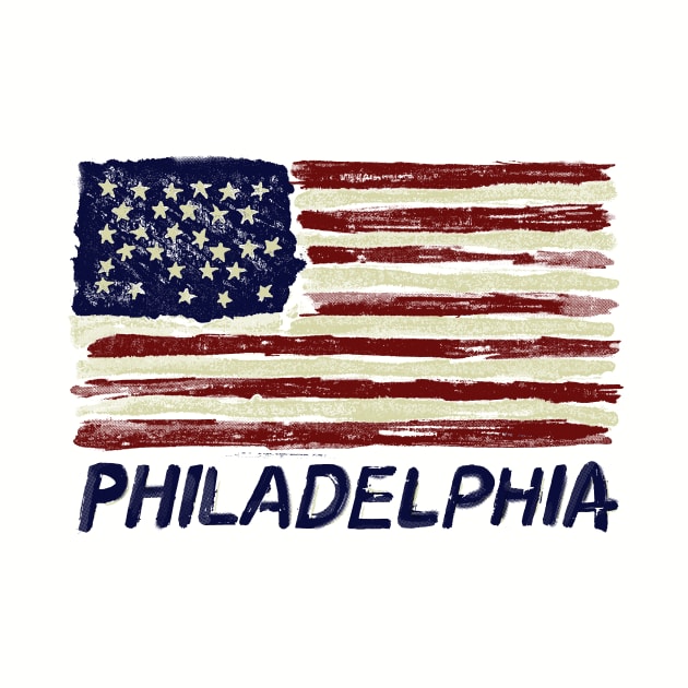 Philadelphia Painted USA Flag Souvenir Tee by FireflyCreative