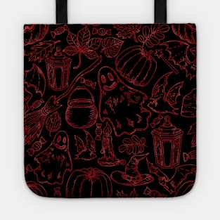 Red Halloween Themed Pattern Tote