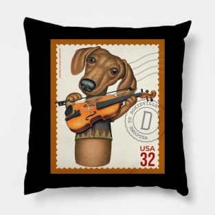 Cute Doxie playing violin Pillow