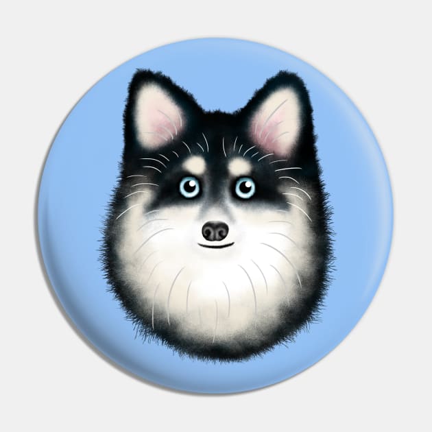 Black and White Pomsky Pin by illucalliart