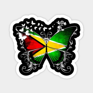 Guyana Flag Butterfly Magnet