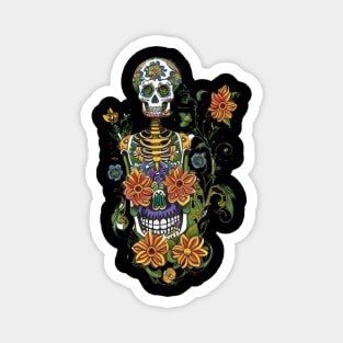 Blooming Skeleton: A Floral Fusion of Life and Death Magnet