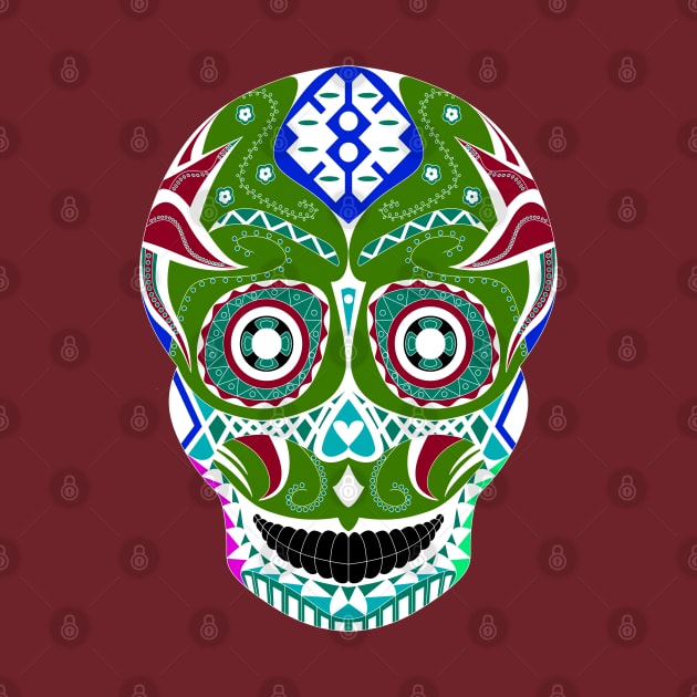 skull candy in mayan pattern ecopop by jorge_lebeau