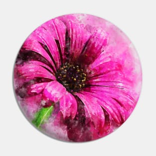 Gorgeous Pink Daisy- Loose Watercolor Pin