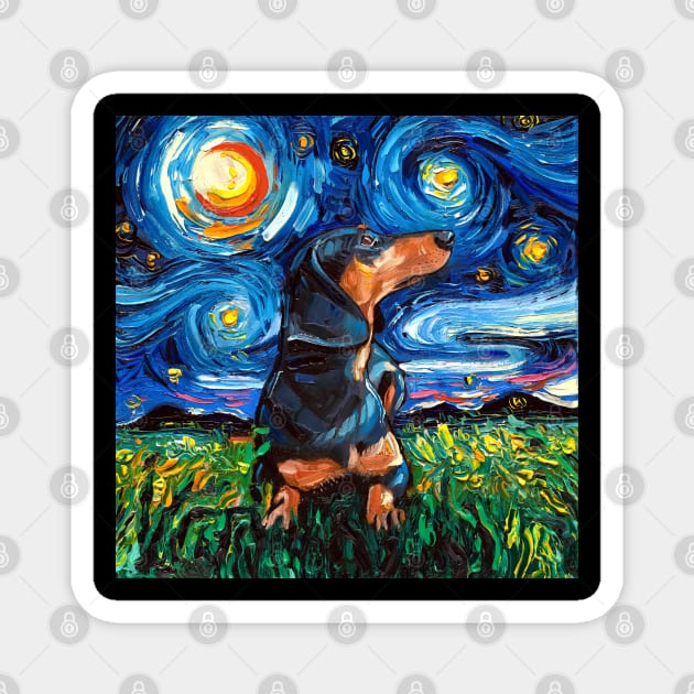 Black and Tan Shorthair Dachshund Night Magnet by sagittariusgallery