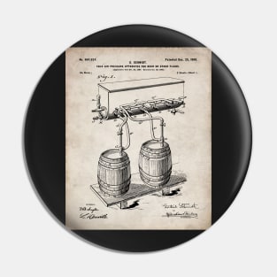 Beer Keg Patent - Home Brewer Craft Beer Art - Antique Pin