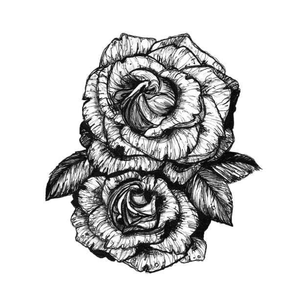 roses in pen and ink by lovefromsirius