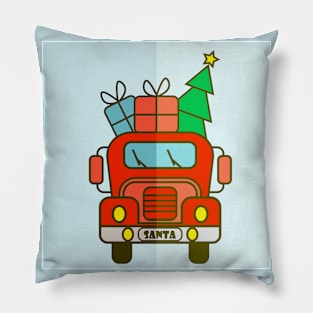 Red Christmas truck front view Merry Christmas Pillow