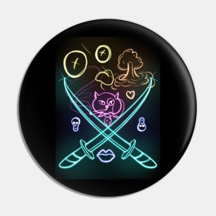 Neon gangsta cat club Pin