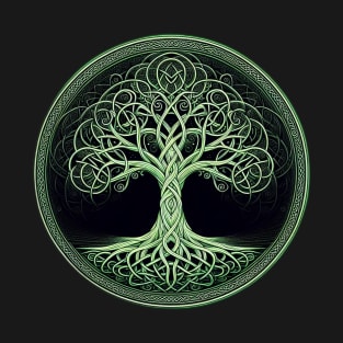 Green and black Celtic Tree T-Shirt