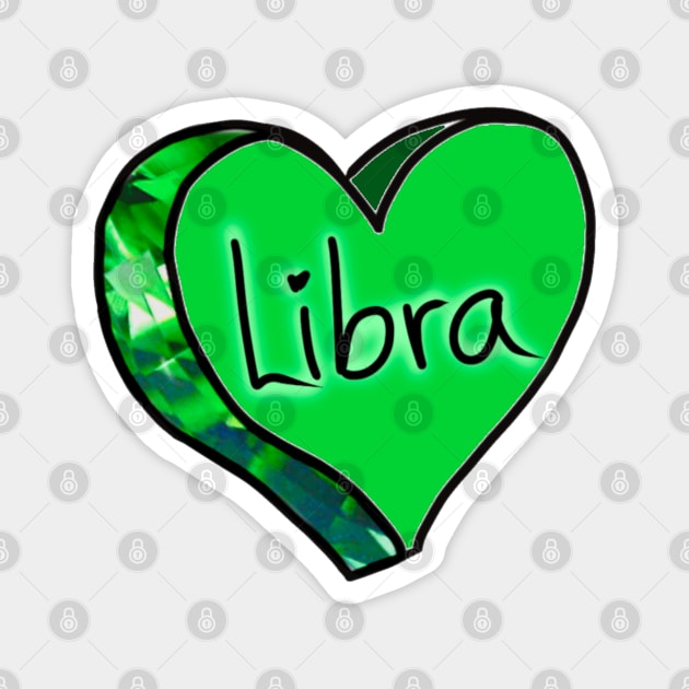 Libra Green Peridot Love Heart Magnet by ROLLIE MC SCROLLIE