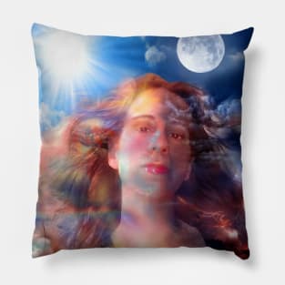 Day and Night Portrait Pillow