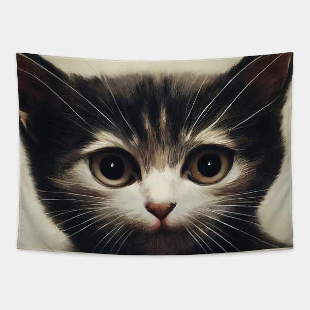 Cute cat portrait Tapestry by DyeruArt