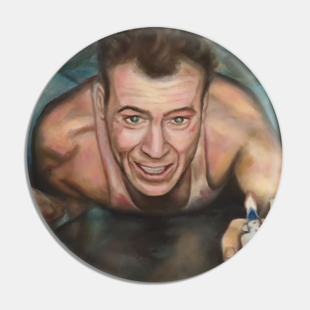 Die Hard (1988) John McClane Oil Painting Pin by SPACE ART & NATURE SHIRTS 