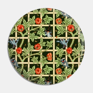 William Morris Vintage Trellis Pattern on Dark Green Pin
