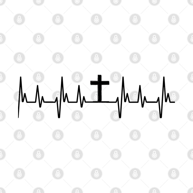 Minimalist Cross heart beat by Fafi