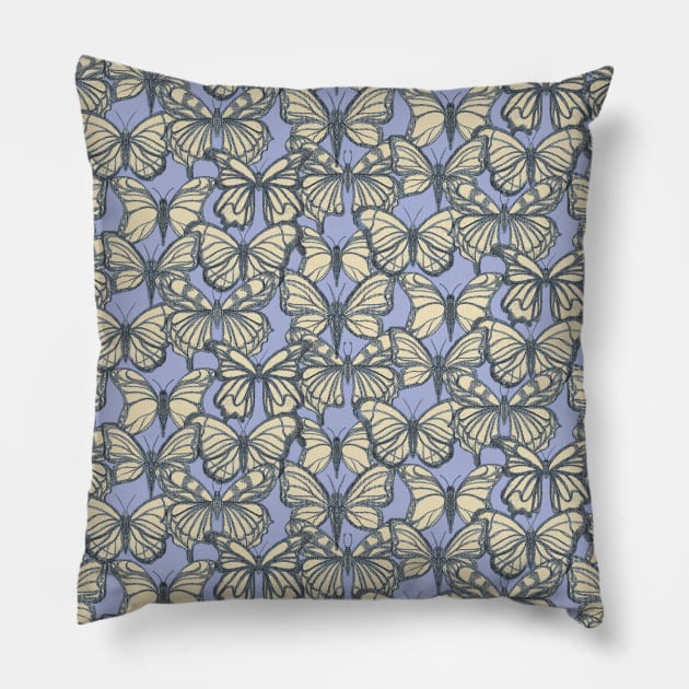 Purple Butterfly Paradise Pillow by Carolina Díaz