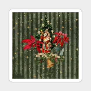 Merry christmas, Santa Claus with gifts and christmas flowers Magnet