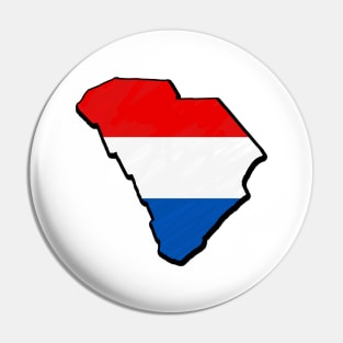 Red, White, and Blue South Carolina Outline Pin