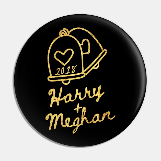 Harry Plus Meghan Royal Gold Wedding Bells Pin by Flippin' Sweet Gear