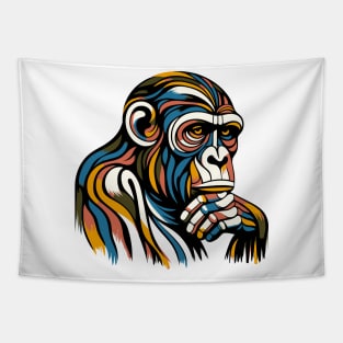 Pop art monkey illustration. cubism illustration of monkey Tapestry