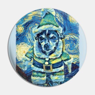 Santa Dog Van Gogh Style Pin