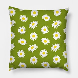 Daisy Ditsy Pattern on Olive Green Pillow