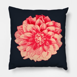 Red Orange Dahlia Flower Abstract Nature Art Pillow