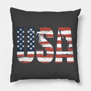 american flag in USA letters Pillow