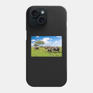 Elephant Herd In The Serengeti Landscape Phone Case