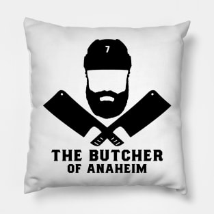 Anaheim Ducks Radko Gudas The Butcher of Anaheim Black Font Pillow