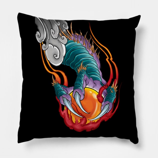 Flaming Dragon Claw with Crystal Ball Pillow by Eugenex