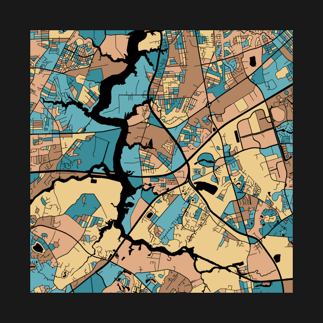 Chesapeake Map Pattern in Mid Century Pastel by PatternMaps