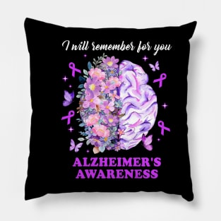 I Will Remember For You Brain Alzheimer's Awareness Pillow