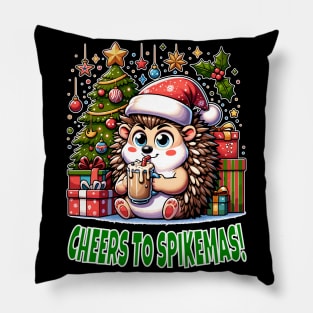 Hedgehog Holiday Toast, Cheers to Spikemas Pillow