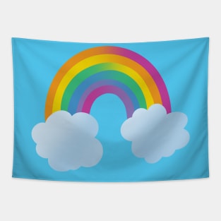Beautiful Simple Ombre Rainbow with Clouds Tapestry