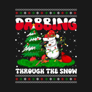 Dabbing Through The Snow Dabbing Penguin Dab Dance Christmas Lights T-Shirt