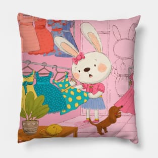 Bunny shopping Pillow