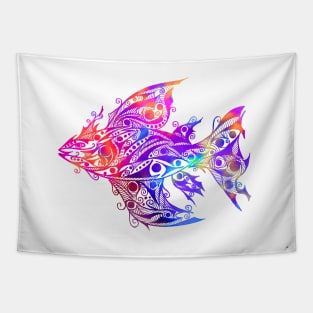 Colorful Tribal Fish Tattoo Tapestry